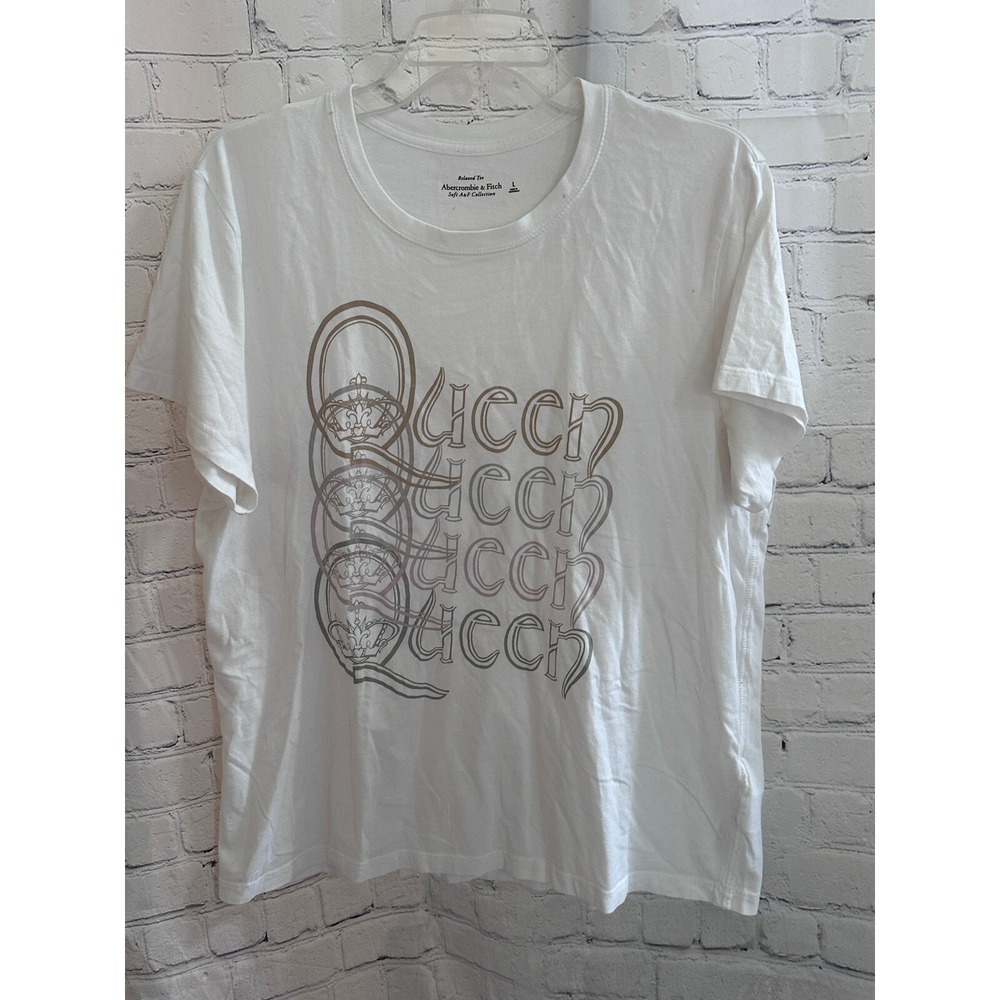 Abercrombie & Fitch Queen Graphic Tee Relaxed Fit White T-Shirt L